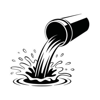 Black and White Illustration of Liquid Pouring from a Container Creating a Splash water fluid vector