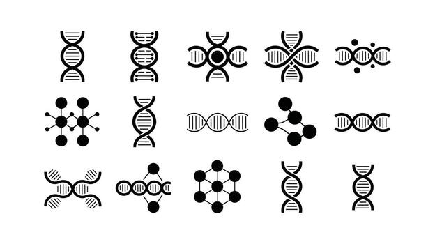 Collection of DNA Helix and Molecular Structure Icons molecule science vector