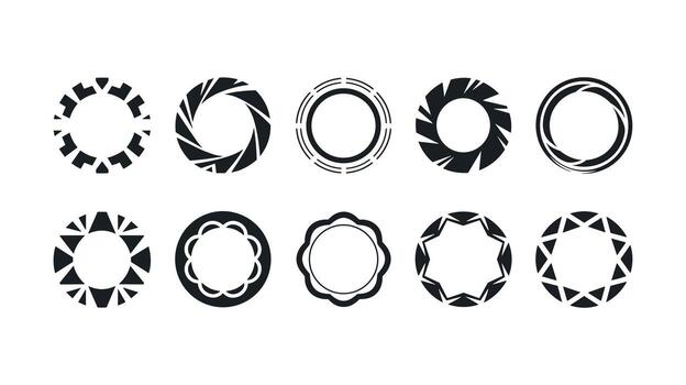 Collection of ten circular geometric abstract graphic design elements and icons circle vector