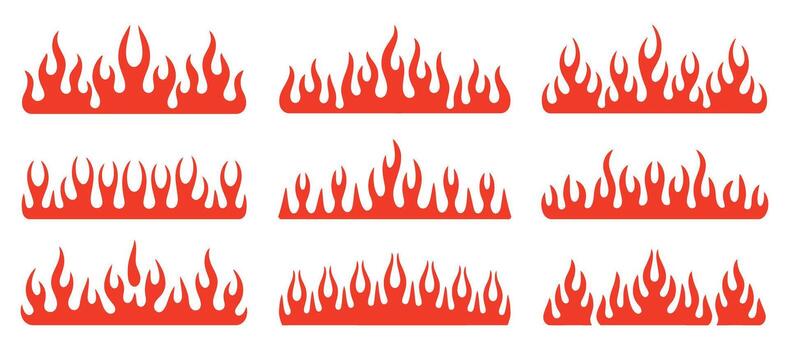 Fiery Flames Collection Illustration Set with Transparent Background for Graphic Design Projects vector