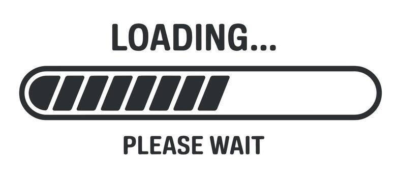 Loading Bar Illustration with 'Loading... Please Wait' Text for Website and App Designs vector