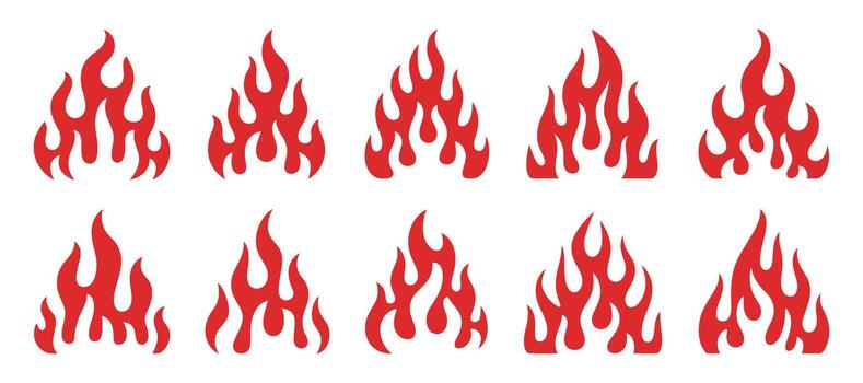 dinámica fuego conjunto con intenso rojo matices para caliente gráficos, fuego efectos, y energético visual composiciones vector