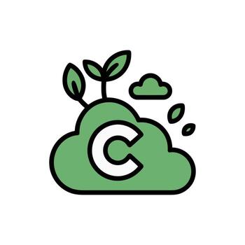 verde sostenible nube logo representando ambientalmente simpático tecnología y informática vector