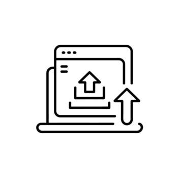 sitio web subiendo icono sencillo usuario interfaz subiendo archivos en línea datos transferir flecha señalando arriba vector