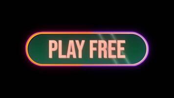 spela fri, knapp klick animering med dator mus markören och lyx neon glöd färgrik gräns på svart bakgrund video