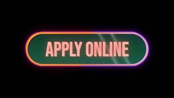 tillämpa uppkopplad, knapp klick animering med dator mus markören och lyx neon glöd färgrik gräns på svart bakgrund video