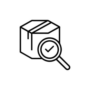 Package Tracking Icon with White Background and Verification Checkmark vector
