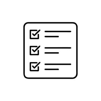 Checklist Icon with Tick Marks and Horizontal Lines on White Background vector