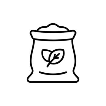 Sack with Organic Leaves Icon Isolated on White Background in Minimal Style vector