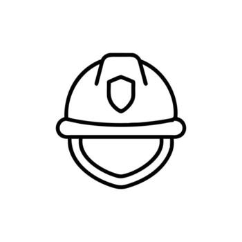 Outline Safety Helmet With Shield Icon on White Background for Symbol Design vector