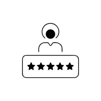 Five Stars Customer Avatar Icon Showing Satisfaction and Service Review on White Background vector