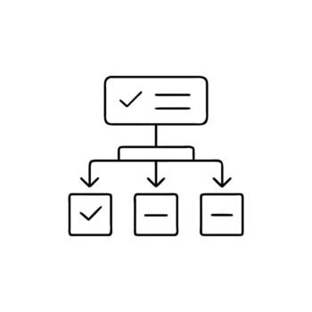 Flowchart Diagram with Check Mark and Dash Line in Boxes vector