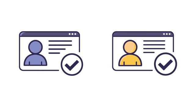 dos íconos de personas con cheque marcas en un computadora pantalla vector