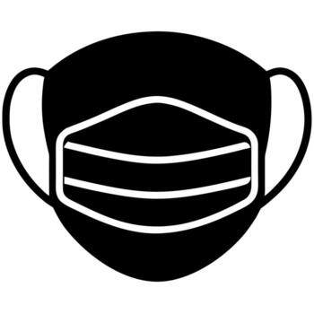 minimalista cara máscara silueta icono con rectangular forma vector