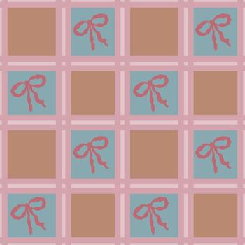 elegante sin costura modelo presentando un repitiendo cuadrícula de sonrojo rosa, polvoriento rosa, y apagado verde azulado cuadrícula, cada adornado con un estilizado coral arco, creando un sofisticado y sutil textura. vector