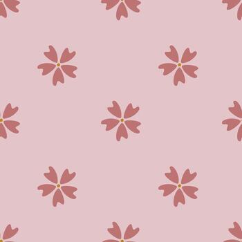 sin costura modelo presentando un delicado arreglo de estilizado rosado flores con dorado centros, conjunto en contra un suave sonrojo rosado fondo, creando un minimalista y elegante diseño ideal para a... vector