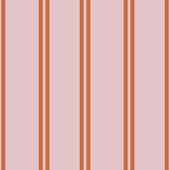 Seamless pattern with vertical terracotta stripes on a pale pink background, offering a minimalist and elegant design ideal for various applications. vector