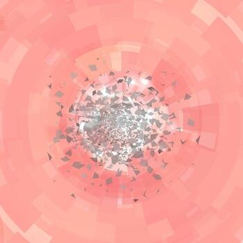 Explosion Cloud of Grey Pieces on Red Background. Sharp Particles Randomly Fly in the Air. Big Explosion vector