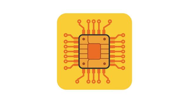 A flat icon of a computer chip vector
