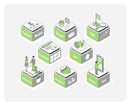 Digital marketing strategies and tools illustration vector