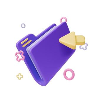 3d Folder Interface Element Technology Pc Office Concept Cartoon Design Style. vector