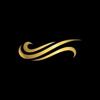 Minimalist Simple Gold Color Abstract Wave Water Element Template vector