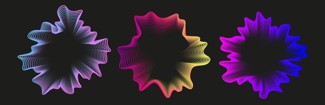 Radial equalizer forming neon sound wave circle. spectrum for music, sound visualization, or voice recognition vector
