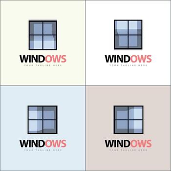 Windows modern cube square shape logo set template design vector