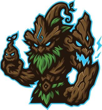 Fantasy tree creature with elemental features vector