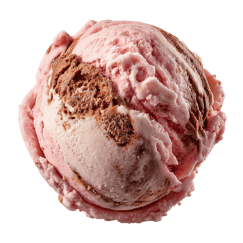 Delectable strawberry chocolate ice cream scoop isolated on transparent background png