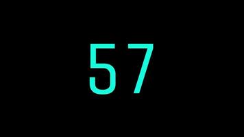 60 andra nedräkning timer med cyan siffra svart bakgrund lämplig för presentation eller hemsida video