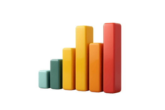 colorato 3 d bar grafico mostrando verso l'alto tendenza con arrotondato bordi isolato su un' trasparente sfondo grafico png