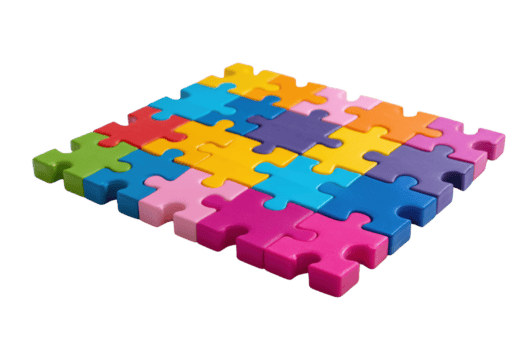 kleurrijk in elkaar grijpende puzzel stukken geregeld in een rooster patroon geïsoleerd Aan een transparant achtergrond spel png