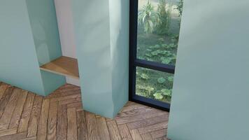 empty interior room shadow wall space background mock up architecture sunlight. empty home modern window render light video