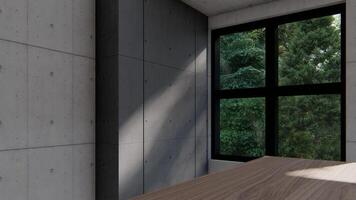 tömma interiör rum skugga vägg Plats bakgrund falsk upp arkitektur solljus. tömma Hem modern fönster 3d framställa ljus video