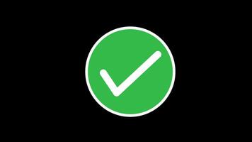 Check mark animation flat and modern style On transparent background. Tick mark icon 4K Resolution. video
