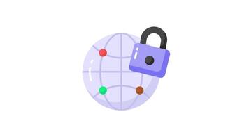 lucchetto con Rete globo denotando animazione di globale Rete sicurezza video