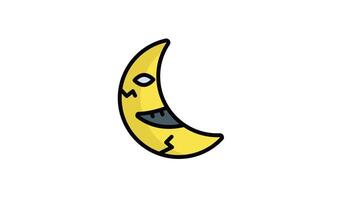 de miedo Luna color línea animado icono video