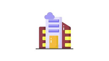 ett redigerbar animering av kontor byggnad i modern stil, lätt till använda sig av ikon animering av kommersiell byggnad video