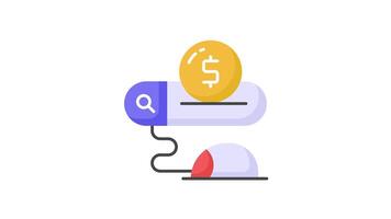 betala per klick, mus med Sök åra och dollar, ppc eller kosta per klick animering video