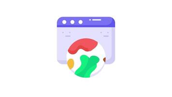 Webpage with globe showing global website concept animation video