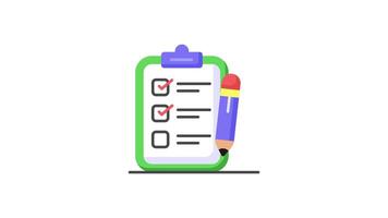 försiktigt designad checklista animerad ikon representerar en lista av uppgifter eller objekt till vara avslutad, ofta Begagnade i produktivitet och organisation appar.. video