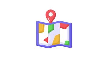 Tri Fold chart with location pointer, trendy animated icon of map location video