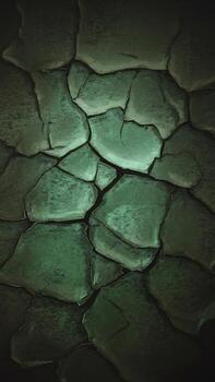 Textured green cracked surface with intricate patterns and shadows, creating a mystical atmosphere. photo
