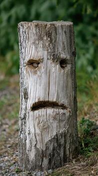 A tree stump with a face on it photo