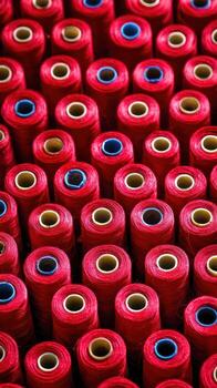 un grande pila de rojo hilo foto