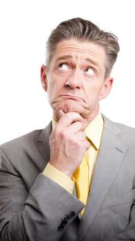 A man in a suit and tie is thinking photo