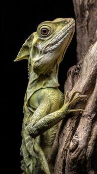 A lizard is sitting on a tree branch photo