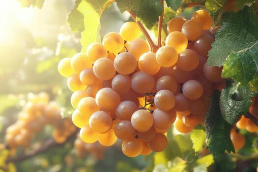 un manojo de uvas colgando desde el árbol foto
