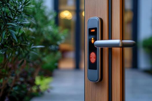 A door handle with an electronic keypad photo